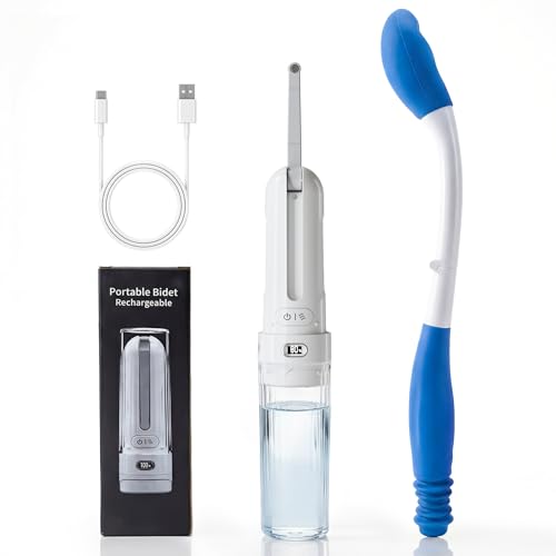 AOVIKOOD Electric Portable Bidet Toilet Aids Wiper Tool Set White