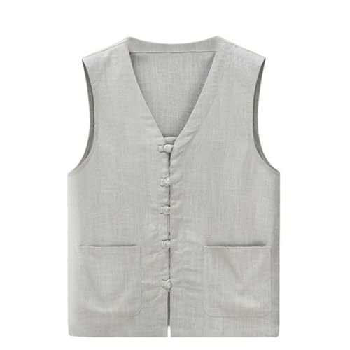 Gilet en lin pour homme style chinois pour look vintage décontracté