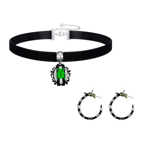 Coral Snake Earrings Halloween Beetle Necklace Set Hoop Earrings Cosplay Costume Accessories