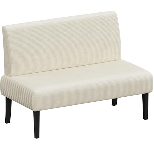 Image of Yaheetech Small Loveseat Armless Sofa Chair Easy Assembly, Dark Gray | Corduroy Sofa Loveseat Armless Couch with USB Charging Easy Assembly for Small Space, Office, Bedroom.