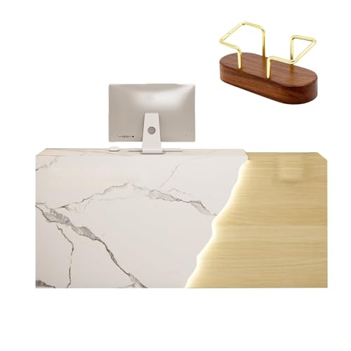 レセプションテーブル、LEDランプ付きの広いデスクトップ、ロック付き引き出しと大容量ロッカー、レセプションルーム、会議室、オフィス用(C,RIGHT_200X60X90CM)