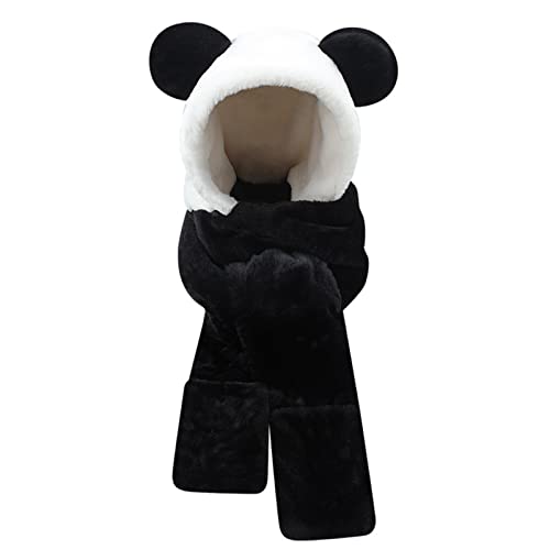 Casquette panda contre le froid hivernal avec bonnet en fourrure et gants
