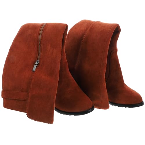 Bottines mi-mollet chaudes pour femme à talon haut et zip latéral confortable