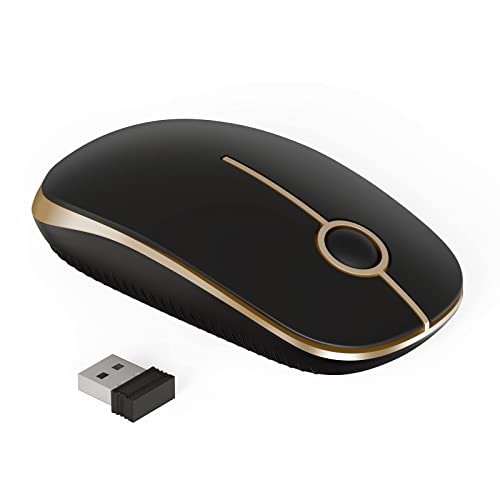 seenda Kabellose Maus, 2.4 G Silent Mouse mit USB-Empfänger, 18 Monate Akkulaufzeit, 1600 DPI Präzisions-tragbare Wireless Mouse für Windows/Mac/Linux mit USB-Anschlüssen (Schwarz und Gold) Cover