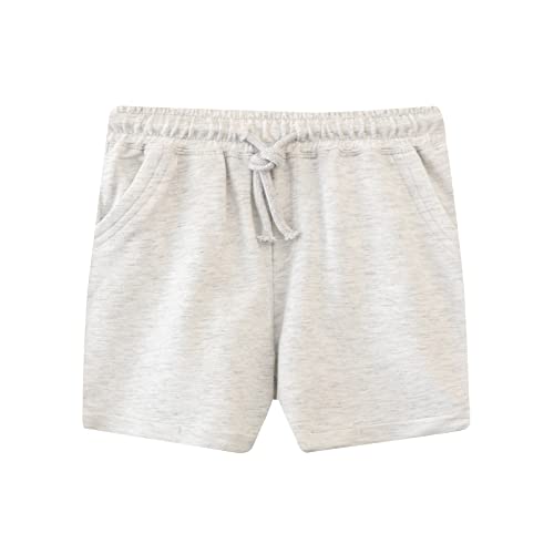 HILEELANG Toddler Unisex Boy Girl Sweat Shorts Summer Cotton Adjust Knit Navy Blue Grey Active Bike Short 2PC Sets 2T4