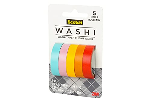 Image of Scotch Washi Tape, Summer Design, 5 Rolls, Great for Bullet Journaling, Scrapbooking and DIY Decor (C1017-5-P4)