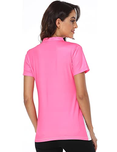 T-Shirts For Women Loose Fit Golf Shirts Polo Dress Shirts Lightweight Upf 50+ Sun Protection Polo Shirts Pink White #TOP2