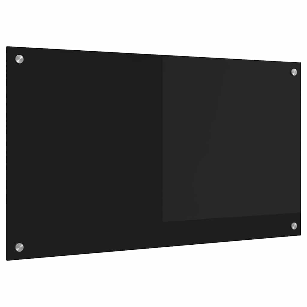 vidaXL Schienale da Cucina Nero 90 x 50 cm Vetro temperato, Design da Cucina alla Moda: Schienale in Vetro, Parete Resistente al Calore, estetica Moderna per la ristrutturazione
