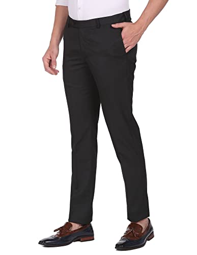 Image of Arrow Men's Tailored Fit Mid Rise Solid Polyester Formal Trouser