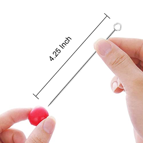 8Pcs Cocktail Picks Stick, Stainless Steel Cocktail Martini Picks, Reusable Metal Cocktail Skewers Olives Appetizers Bloody Mary Brandied(Silver Circle), 4.33 Inch #TOP6