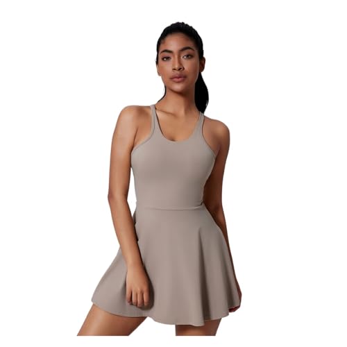 Robe de tennis marron taille M avec short intégré pour fitness et sport chic