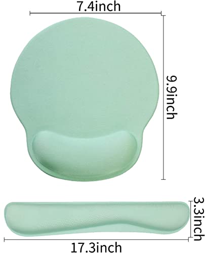 Aortdes Ergonomic Keyboard Mouse Pad Wrist Support Set - Anti-Slip Keyboard Mice Mat Wrist Rest For Laptop/Computer Gaming/Office - Durable & Comfortable For Easy Typing & Pain Relief(Kwrp-Green) #TOP1
