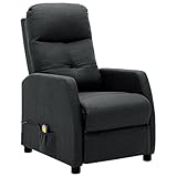 vidaXL Massagesessel mit Heizfunktion TV Sessel Fernsehsessel Relaxsessel Ruhesessel Liegesessel Polstersessel Liegestuhl Dunkelgrau Stoff