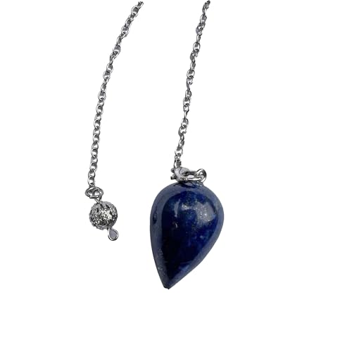 Péndulo Divinatorio con lazurita en forma de gota de agua, péndulo de radiestesia, Péndulo piedra natural, Péndulo de Cristal Vintage para Radiestesia, péndulo Chakra Reiki Adivinación(Lazurita)