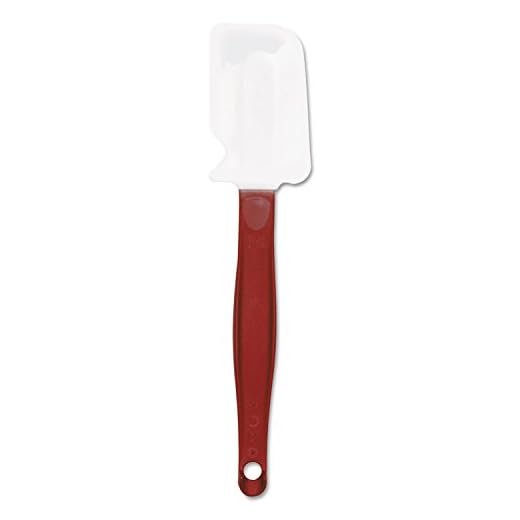 Rubbermaid Commercial Products High Heat Resistant Silicone Heavy Duty Spatula/Food Scraper, 9.5-Inch, 500 Degrees F, Red Handle, for Baking/Cooking/Mixing, Commercial Dishwasher Safe