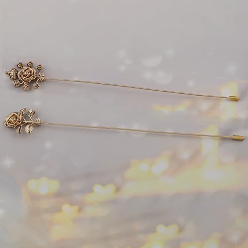 Image of Alilang 2Pcs Classic Hat Pins for Women and Lapel Brooch Set Vintage Style Decorative Stick Pins for Hats Suits Scarves Fitted Hats to Keep Hat in Place