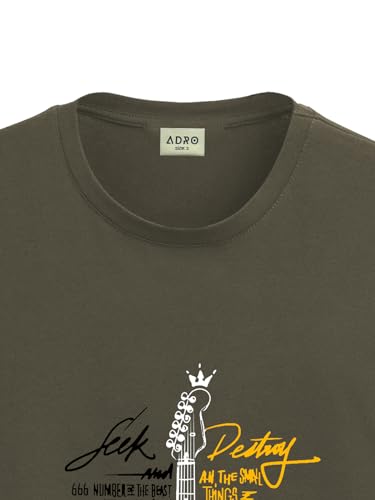Image of ADRO Guitar Design Printed T-Shirt for Men - 100% Cotton, Regular Fit, Soft Breathable Fabric.