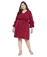 Uptownie Lite Womens Knee Length Plus Size Dress (Maroon,Large)