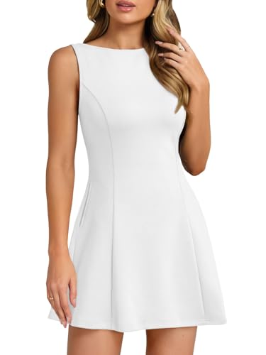 Image of LILLUSORY Women's A-Line Boat Neck Flowy Mini Dress Summer 2026 Going Out Party Club Vacation Sleeveless Tank Dresses