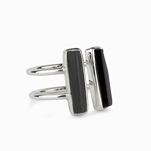 Black Tourmaline Ring Natural Gemstone 925 Solid Sterling Silver Handmade Ring2