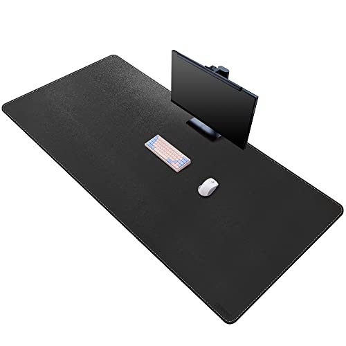 CENNBIE Alfombrilla de escritorio,160x80cm alfombrilla ratón de cuero, almohadilla de mesa, protector mesa escritorio de gran tamaño Impermeable y antideslizante，Apto para oficina/hogar(negro)