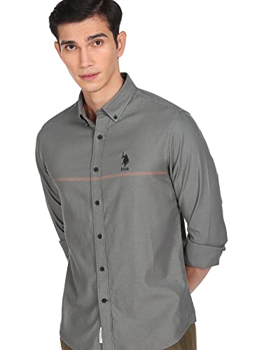 Image of U.S. Polo ASSN. Men's Cotton Striped Slim Fit Shirt