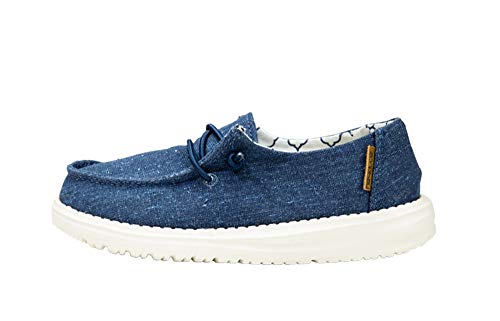 Image of HEYDUDE Girl's Wendy Youth Sparkling Denim Size 9 | Girl's Shoes | Girl's Lace Up Loafers | Comfortable & Light-Weight