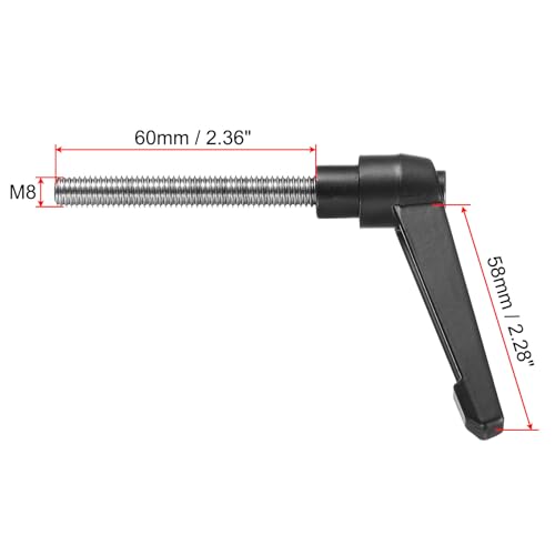 Image of uxcell Adjustable Clamping Lever Handle M8 x 60mm Metric 304 Stainless Steel Male Threaded Stud Hand Knobs Push Button Ratchet Rotating Screw Handles Bolts with Locking Lever Black