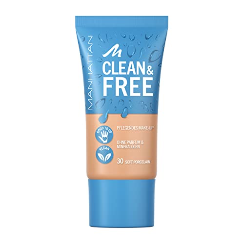 Manhattan Clean & Free Skin Tint Fb. 30 Soft Porcelain, feuchtigkeitsspendendes Make-up, vegan, 30 ml