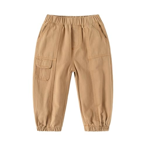 Toddler Boy Cotton Linen Pant Basic Solid Color Long Pants with Pockets Kids Summer Fall Casual Loose Trousers