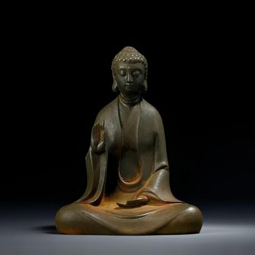 Faceless Buddha Statue - Solid Cast Iron Buddha Figurine, Indoor/...