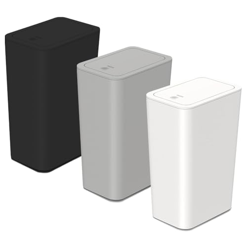 Accmuzzy Set di 3 Bidoni della Spazzatura da 9 L per Bagno, Cestini Stretti con Coperchio, a Prova di Cane, Adatti per Camera da Letto, Ufficio, Soggiorno, Cucina e WC