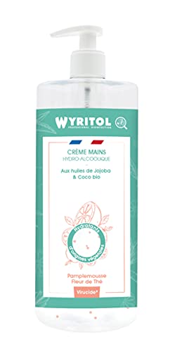 WYRITOL - Crème Hydroalcoolique Désinfectante pour les Mains - Bactéricide et virucide - Formule naturelle à base d'huiles végétales- Parfum Pamplemousse / Fleur de Thé - 500ml - Fabrication française Cover