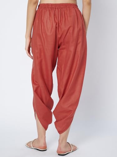 Image of 9rasa Women's Cotton Solid Harem Dhoti Pants for Casual FusionWear Workwear