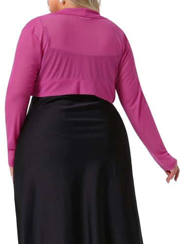 Image of Agnes Orinda Plus Size Mesh Crop Cardigans for Women Long Sleeve Open Front See Through Sheer Bolero Shrug Top