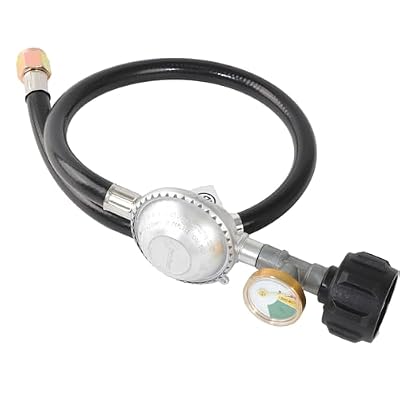 2 Feet Propane Hose with Regulator & Gauge, Low Pressure regulator with 3/8 inch Female Flare?Fitting for Most LP Gas Grill? Weber, Charbroil, Nexgrill Grill, Propane Patio Heater and Fire Pit