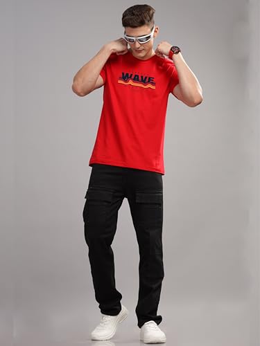 Image of ADRO Mens Printed T Shirt | The Super Soft Tshirt in India| Pure Cotton Lycra Breathable Fabric| 4 Way Stretch smart tech Fabric| Round Neck T-Shirt (Also in Plus Size) RN25-ST-WAVE-NB
