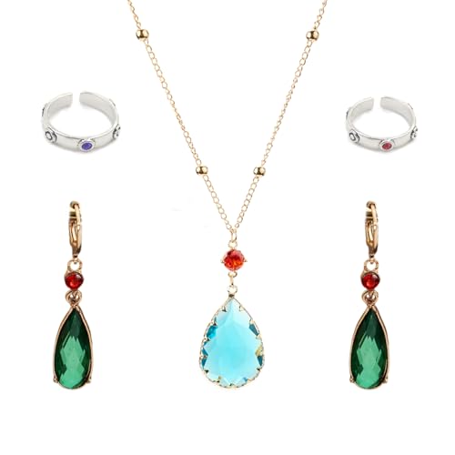 RAINDEWLL Howls Earrings Necklace Ring Set Anime Cosplay Jewelry Set