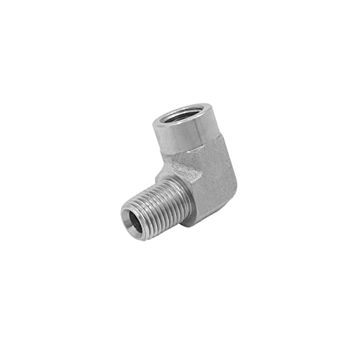 Image of (2-PACK) 5502-02-02 Hydraulic Hose Adapter Fitting 1 /8 inch Male (1 /8-27 NPTF) x 1 /8 inch Female (1 /8-27 NPTF) 90 Street Elbow SAE Pipe Joints Connector Carbon Steel