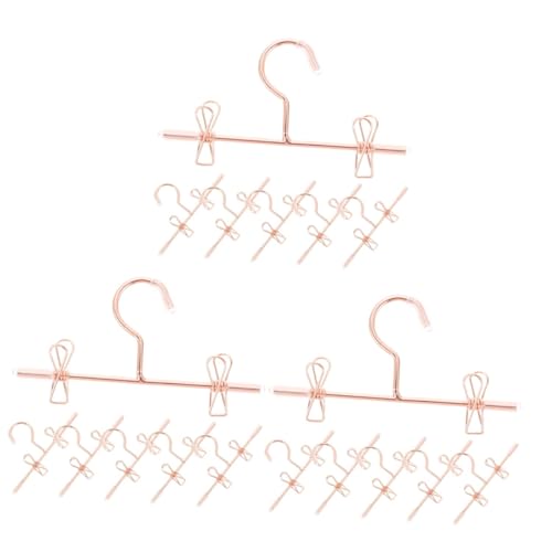 Alipis 3sets Mini Hangers Rack Miniature Metal Hangers Dollhouse Accessories Organized Mini Wardrobe Great for Boys and Girls' Room Decor 6pcs*3