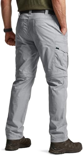 Image of CQR Men's Convertible Cargo Tactical Pants, Water Resistant Outdoor Hiking Pants, Zip Off Lightweight Stretch Work Pants