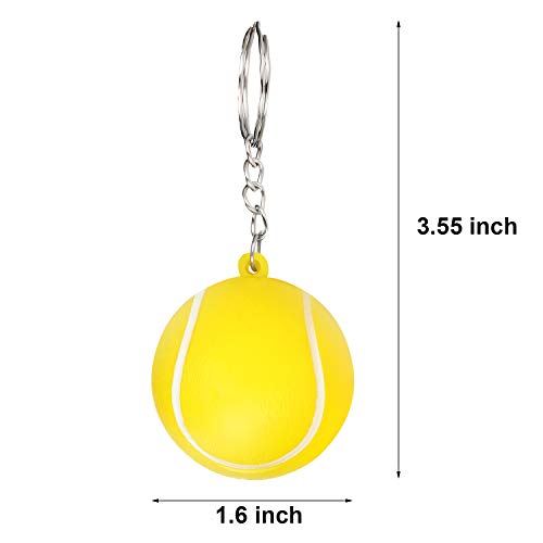 20 Pack Tennis Ball Yellow Keychains for Party Favors, School Carnival