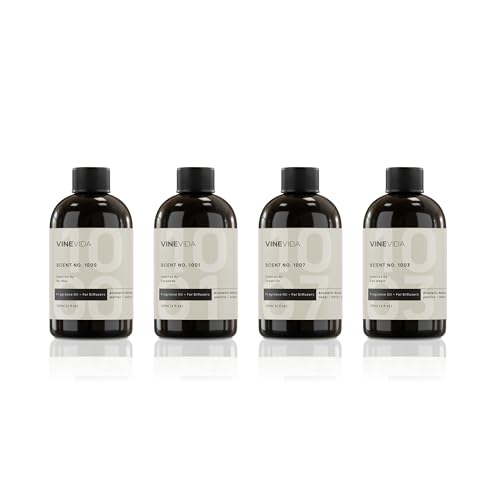 VINEVIDA (Pack of 4) Hotel Fragrance Collection Diffuser Oil - Hotel Scents Diffusers for Home - Cold Air Diffuser Oil - Hotel Scent Essential Oil, Diffuser Scents No. 1000, No.1001, No.1007, No.1003