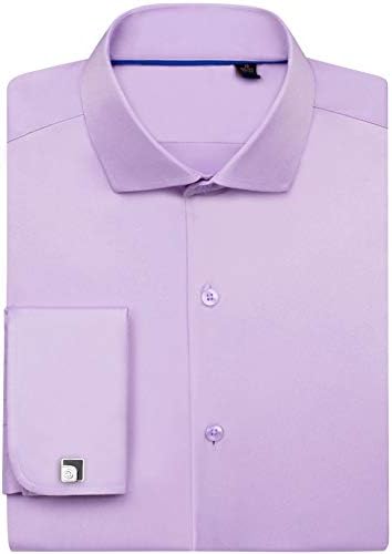 siliteelon Mens Double Cuff Long Sleeve Dress Shirts Cufflinks Included