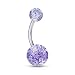 14g Grade 23 Titanium Blue Ultra Glitter Acrylic Double Ball Belly Button Ring