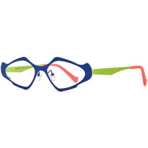 Image of FONEX Colorful Pure Titanium Glasses Frame Women Retro Round Eyeglasses