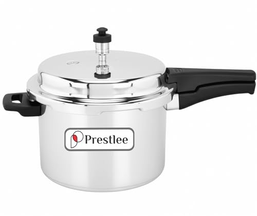 Image of Prestlee Aluminium 5 Litres Pressure Cooker | Outer Lid | Faster & Healthy Cooking | Gas Stove Compatible | ISI Certified | 5 Years Manufacturer's Warranty | Silver