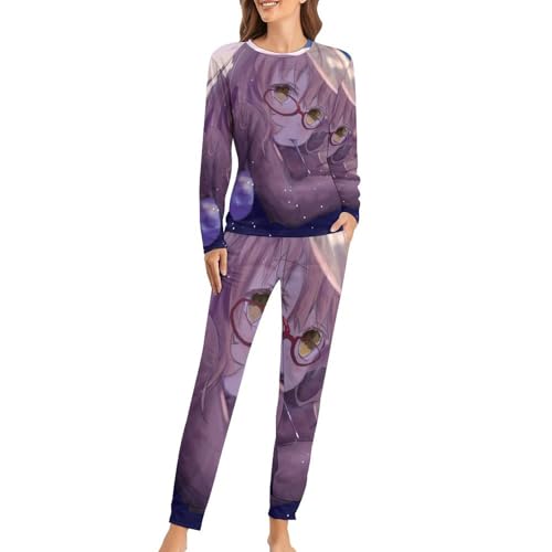 Pyjama femme ensemble dessin animé vêtement de nuit t-shirt manches longues