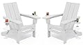 SERWALL Modern Folding Adirondack Chair Set of 2, All Weather Resistant Outdoor Adirondack Chairs, HDPE Adirondack Chairs for Patio Lawn Garden, White
