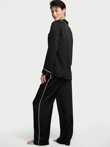 Image of Victoria's Secret Satin Pajama Set, Long Sleeve Button Down Shirt & Pants, Sleepwear for Women (XS-XXL)
